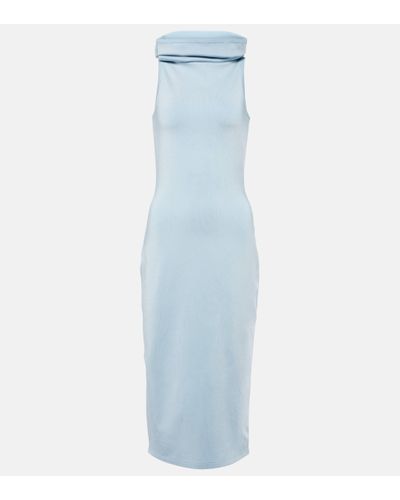 Alaïa Hooded Jersey Midi Dress - Blue