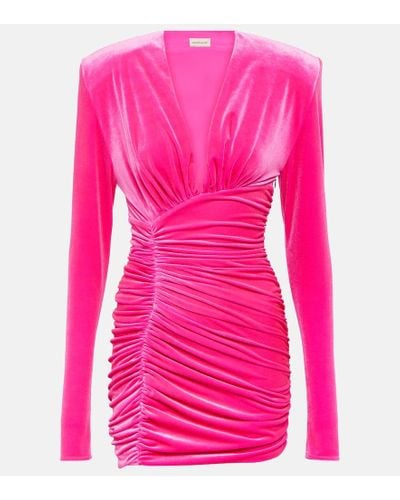 Alexandre Vauthier Ruched Velvet Minidress - Pink