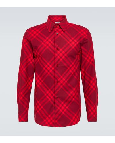 Burberry Camisa de algodon a cuadros - Rojo