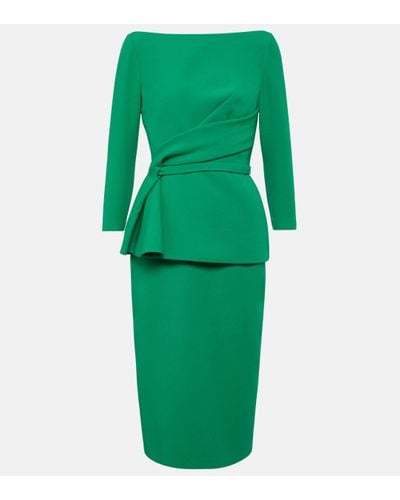 Safiyaa Draped Crepe Midi Dress - Green