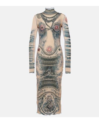 Jean Paul Gaultier Vestito sun tattoo nude in nylon - Marrone