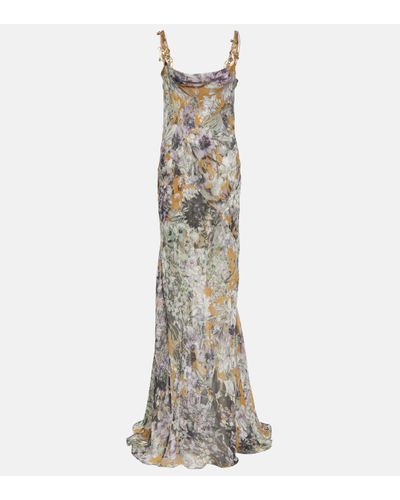 Dries Van Noten Floral Silk Maxi Dress - Multicolour