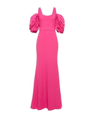 Alexander McQueen Puff-sleeve Crepe Gown - Pink