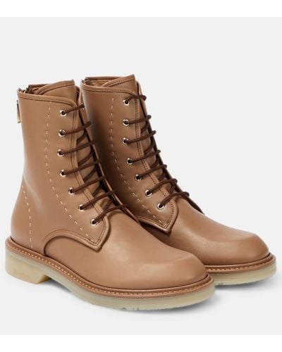 Max Mara Leather Combat Boots - Brown