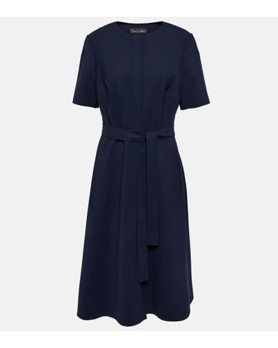 Oscar de la Renta Wool-blend Midi Dress - Blue