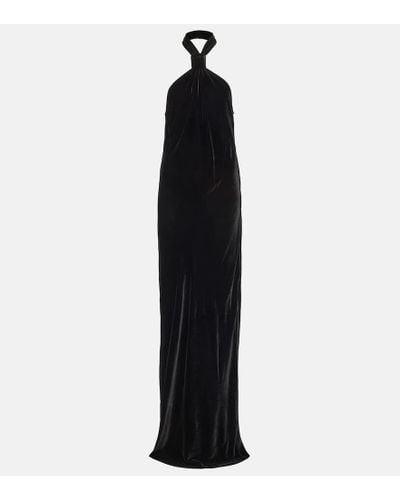 Ann Demeulemeester Halterneck Velvet Maxi Dress - Black
