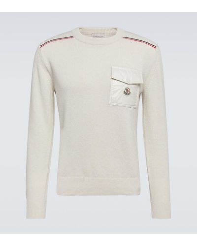 Moncler Pullover in lana con logo - Bianco