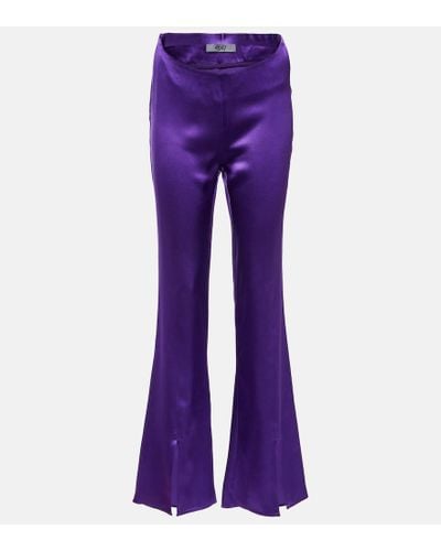 DIDU Silk Satin Split-hem Pants - Purple