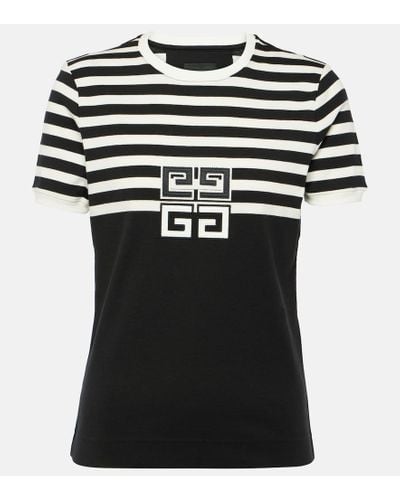 Givenchy Camiseta 4G en jersey de algodon a rayas - Negro