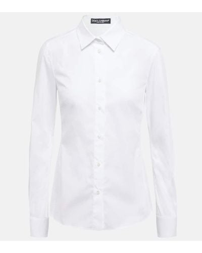 Dolce & Gabbana Camisa en popelin de algodon - Blanco