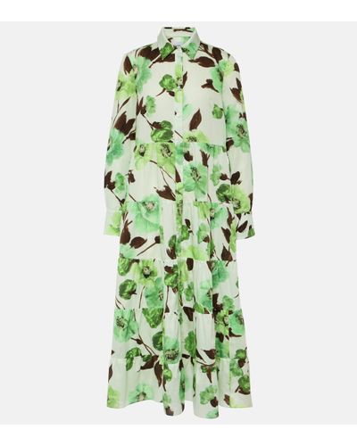 Erdem Floral Cotton Shirt Dress - Green