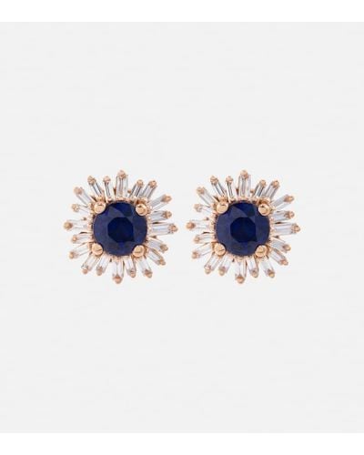 Suzanne Kalan Ohrringe aus 18kt Rosegold mit Diamanten und Saphiren - Blau