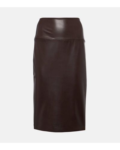 Norma Kamali Faux Leather Pencil Skirt - Brown