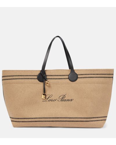 Buy Loro Piana White Extra Pocket Pouch L19 Bag in Cotton-linen for WOMEN  in Oman
