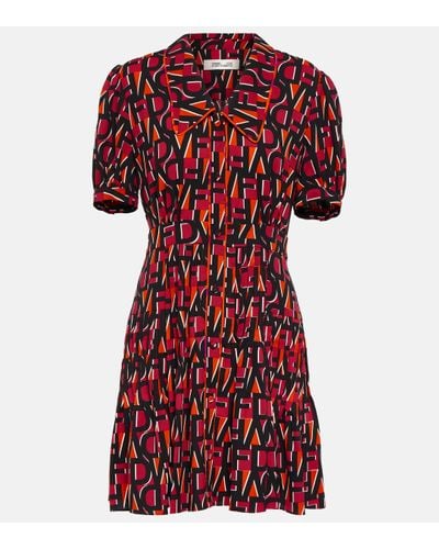 Diane von Furstenberg Robe Darius a logo - Rouge