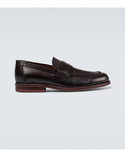 Loro Piana Lp City Walk Leather Loafers - Black