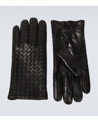 Bottega Veneta Intrecciato Leather Gloves - Black