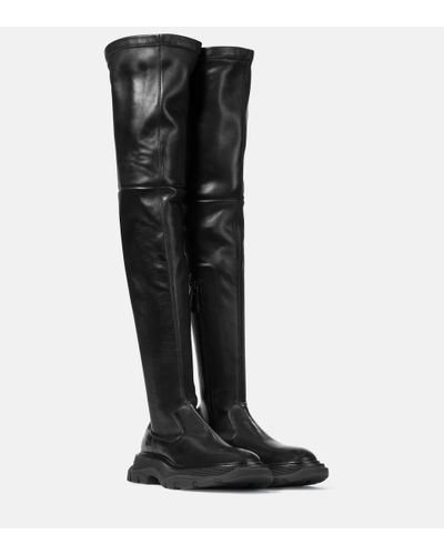 Alexander McQueen Tread Leather Over-the-knee Boots - Black