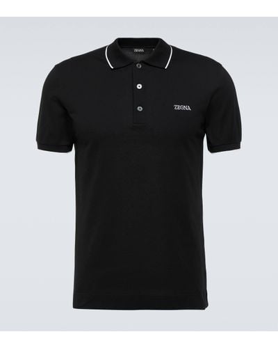 Zegna Cotton-blend Polo Shirt - Black