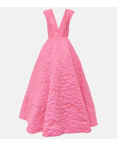 Monique Lhuillier Robe longue en jacquard - Rose