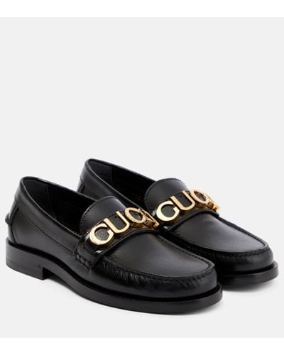 Gucci Logo Leather Loafer - Black