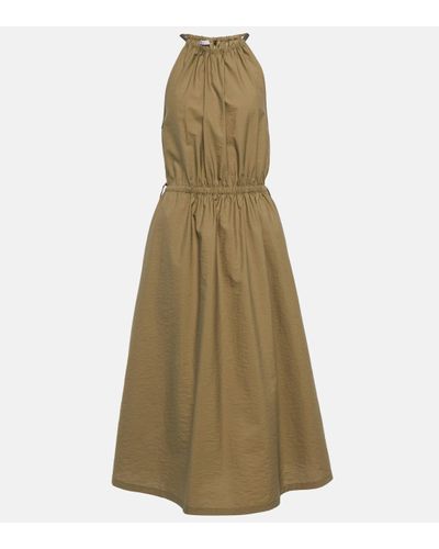 Brunello Cucinelli Robe midi en coton melange - Neutre