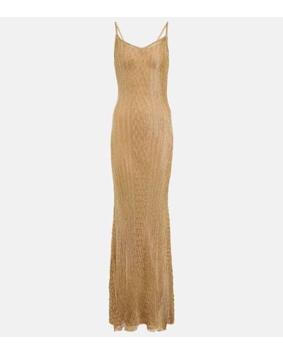 Victoria Beckham Metallic Knit Gown - Natural