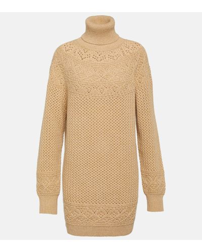 Loro Piana Crochet Cashmere Turtleneck Jumper - Natural