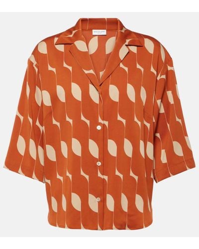 Dries Van Noten Bedrucktes Hemd aus einem Seidengemisch - Orange