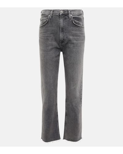Citizens of Humanity Daphne High-rise Straight Cropped Jeans - Gray