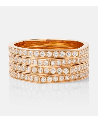 Repossi Antifer 4 Rows 18kt Rose Gold Ring With Diamonds - Metallic