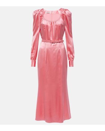 Alessandra Rich Silk Satin Midi Dress - Pink