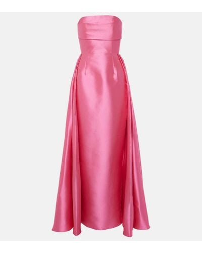 Solace London Strapless Satin Twill Gown - Pink