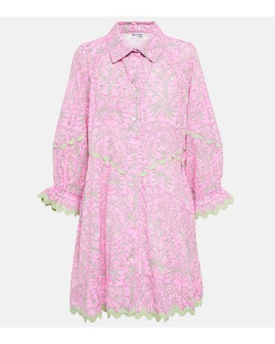 Juliet Dunn Floral Embroidered Cotton Minidress - Pink