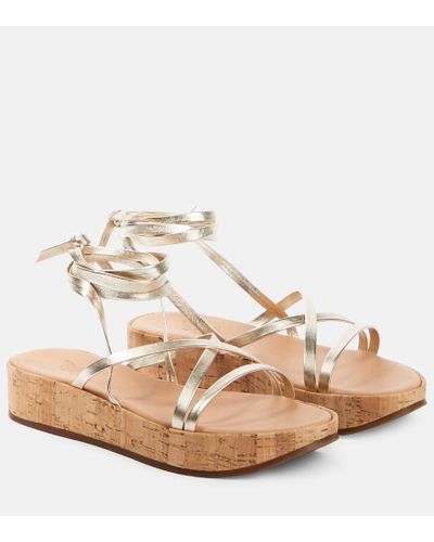 Ancient Greek Sandals Morfi Cork And Leather Platform Sandals - Natural