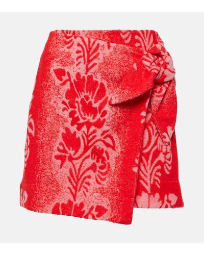 ALÉMAIS Martha Printed Cotton-blend Wrap Miniskirt - Red