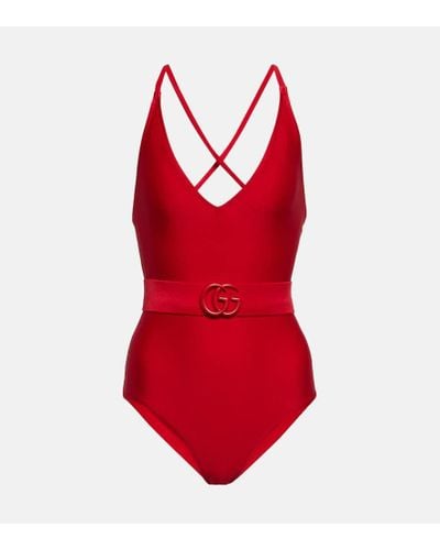 Gucci Badeanzug Mit Gürtel - Rot