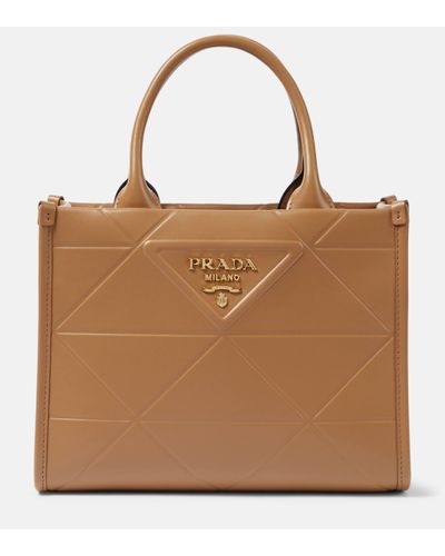 Prada Sac Symbole Mini en cuir - Marron