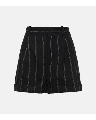 The Mannei Kudebi Pinstripe Wool Shorts - Black