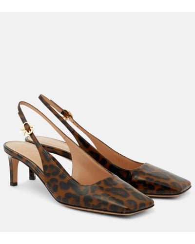 Gianvito Rossi 55 Patent Leather Slingback Court Shoes - Brown