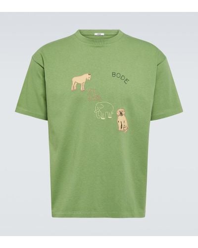 Bode T-Shirt Tiny Zoo aus Baumwolle - Grün