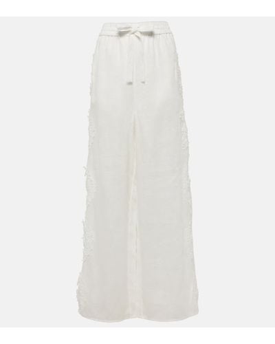 Zimmermann Halliday Lace-trimmed Wide-leg Pants - White