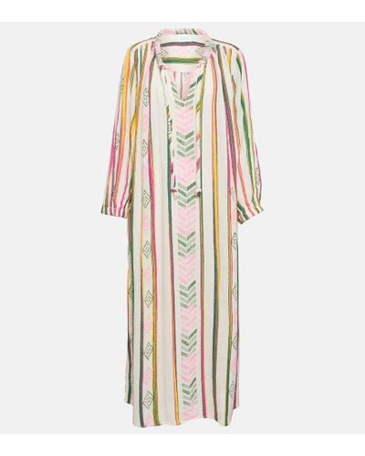 Velvet Jacquard Cotton Midi Dress - Multicolor