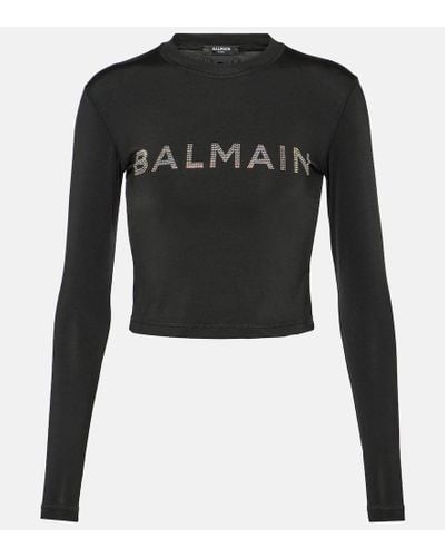 Balmain Embellished Cropped Rashguard - Black
