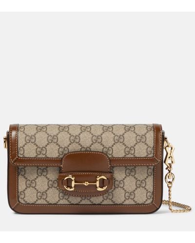 Gucci Horsebit 1955 Canvas Clutch - Brown