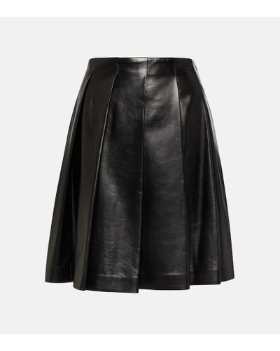 Brunello Cucinelli Pleated Leather Miniskirt - Black