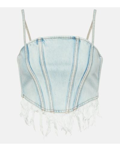 Alessandra Rich Top corset raccourci en jean - Bleu