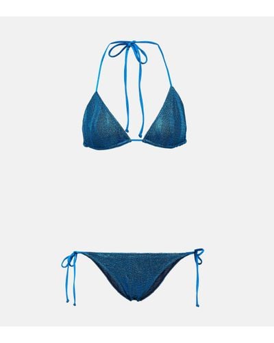 Missoni Jacquard Triangle Low-rise Bikini - Blue