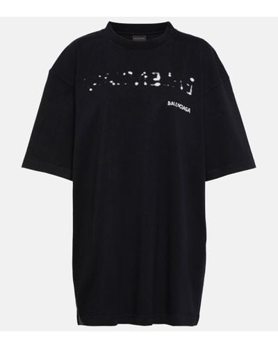 Balenciaga Logo-print Cotton-jersey T-shirt - Black