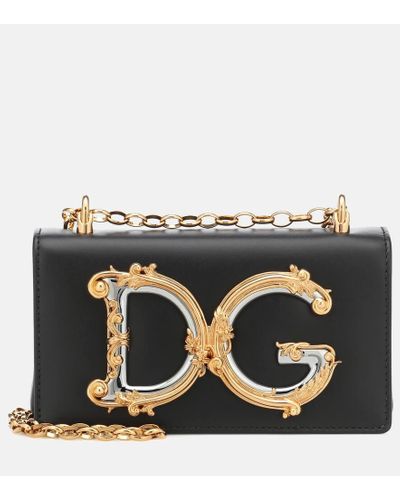 Dolce & Gabbana Phone Bag Dg Girls Aus Glattem Kalbsleder - Schwarz